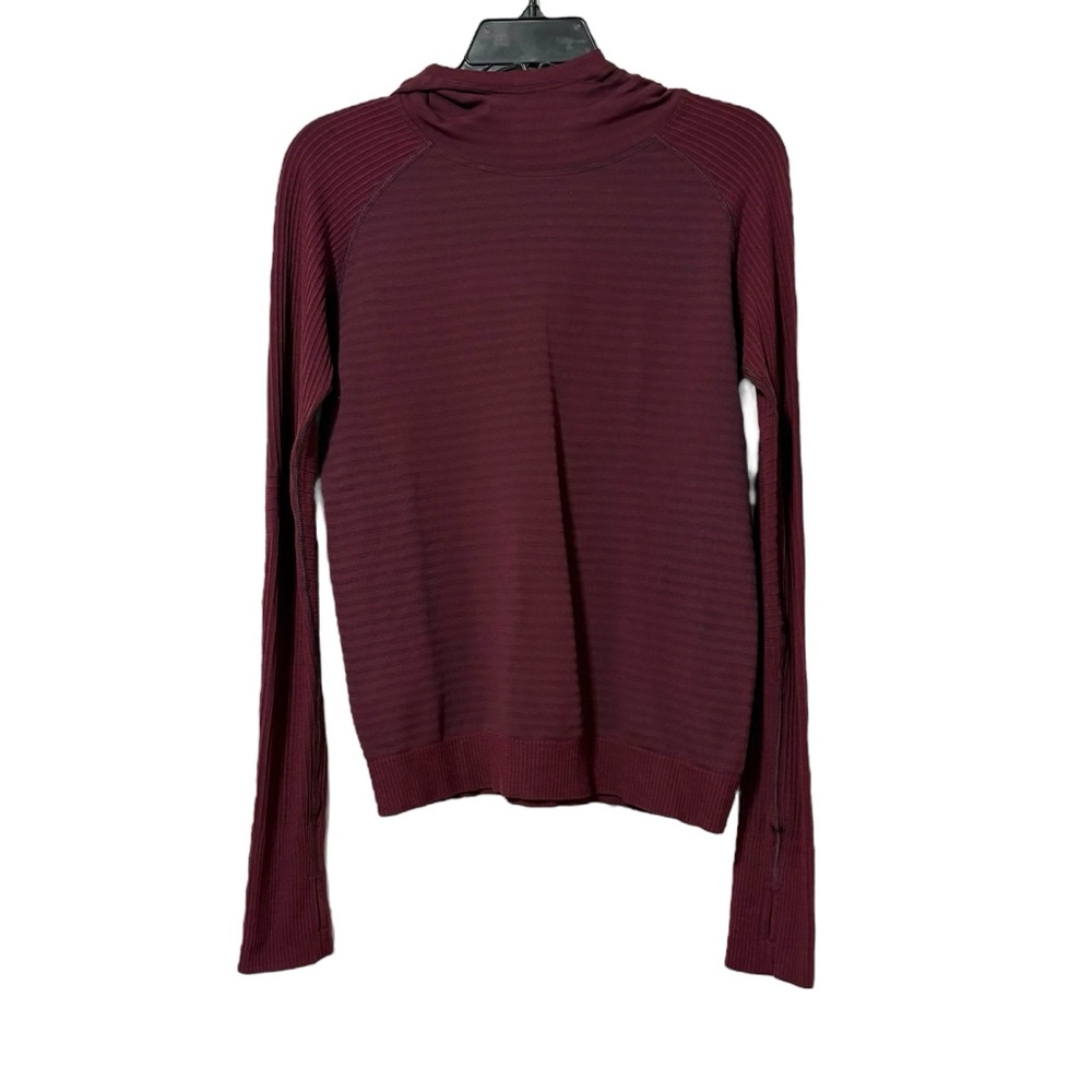 Lululemon Women’s 8 Burgundy Striped Pullover Hoodie Active Running Gym Yoga